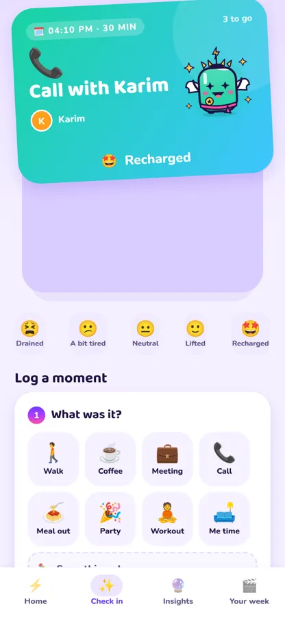 Wattabee screen: Swipe to rate
